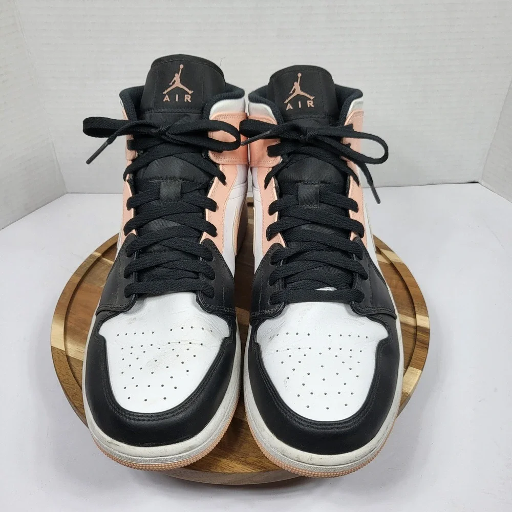 Jordan Air Jordan 1 Mid Mens 12 Arctic Orange Black White 554724-133 Sneaker